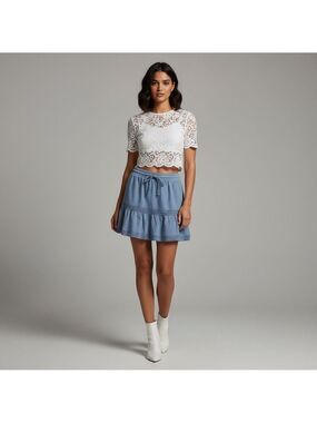 Treasures by Shabby Chic powder blue fleece mini skirt Woman’s size Medium NWT